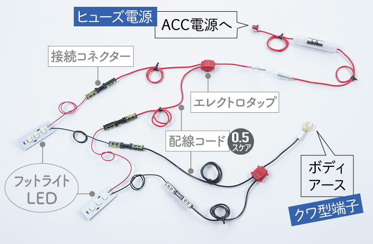 リアフットライト用の配線図