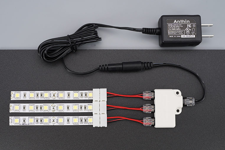 LEDテープを複数列光らせるときの配線図　ハンダ不要バージョン
