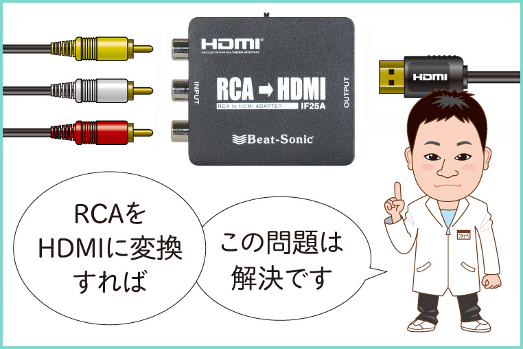 ナビの出力はrcaなのに リアモニターにhdmi入力しかないときの変換方法