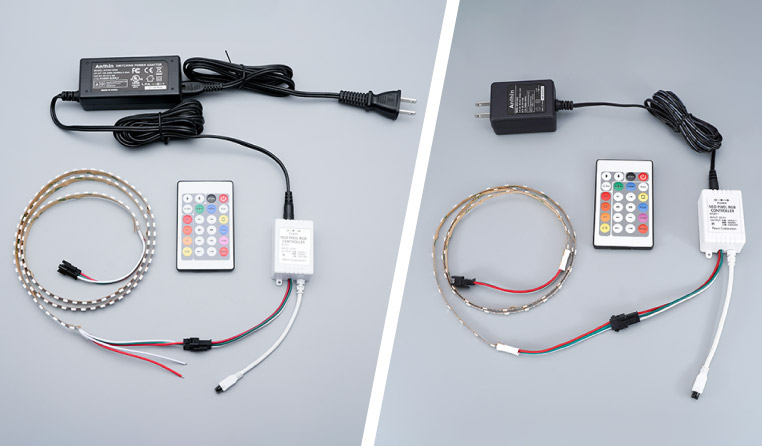 極細＆側面発光ネオピクセルRGBテープLEDの光らせ方接続図