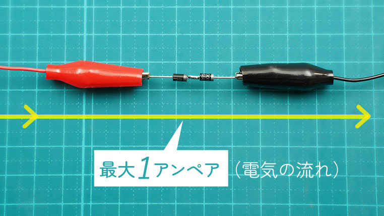 1アンペアの整流ダイオードを直列接続した場合