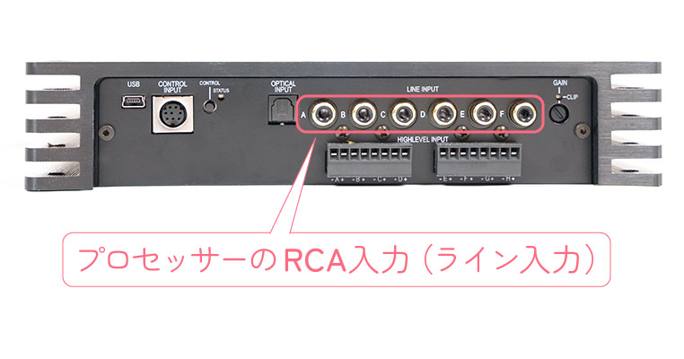 プロセッサーのRCA入力(ライン入力)