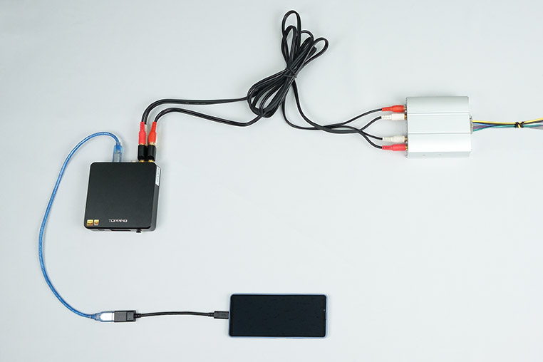 USB DACとマイクロパワーアンプPA2を使ってスマホをヘッドユニット化するときの配線パターン