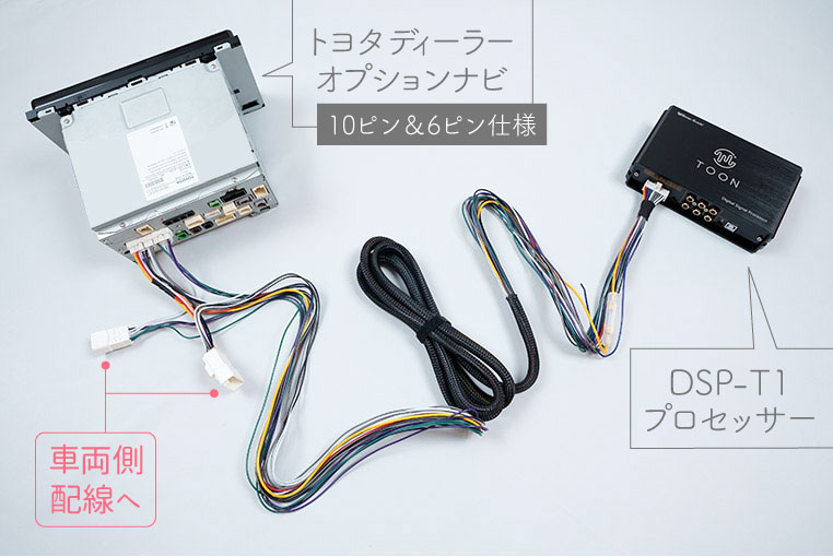 トヨタ純正ナビと、プロセッサーDSP-T1の接続図