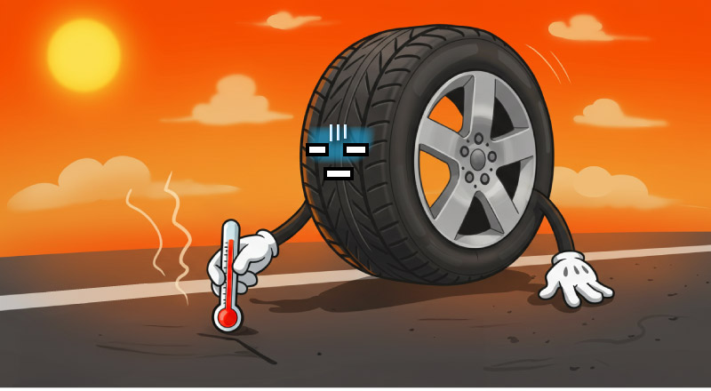 アスファルトの路面温度を測るタイヤくん