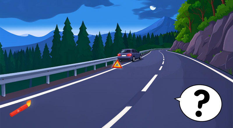 緊急停車を知らせる発炎筒を置く位置の目安