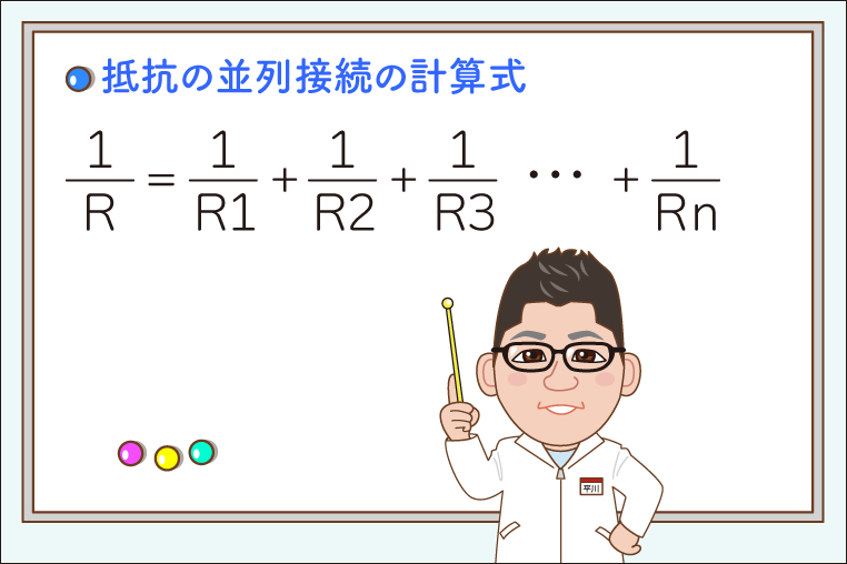 合成抵抗の逆数はそれぞれの抵抗の逆数の和になるという計算式