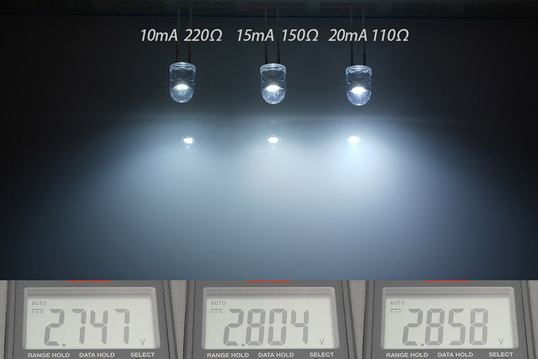 砲弾型LEDに10ミリアンペア、15ミリアンペア、20ミリアンペアの電流を流して明るさを比較-02