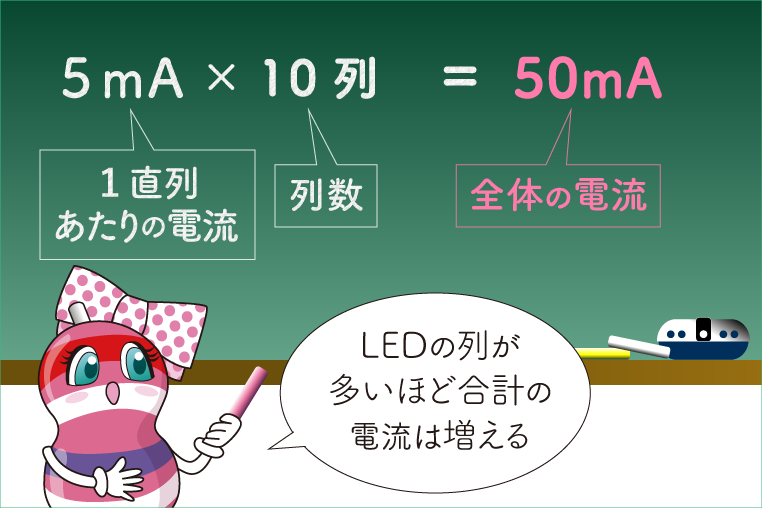 抵抗計算　5mA×10列＝50mA