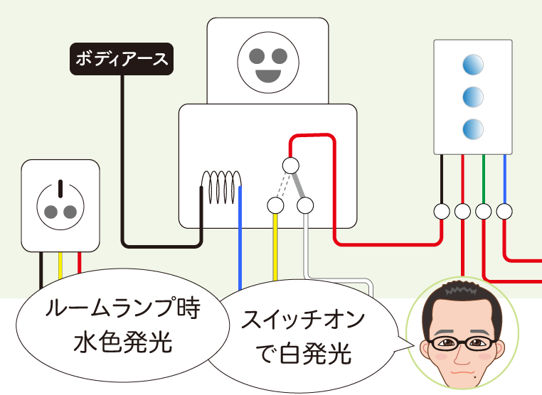 フットライトの色を変える配線図を解説