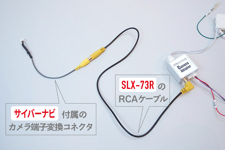 カメラアダプターとRCAケーブルの接続