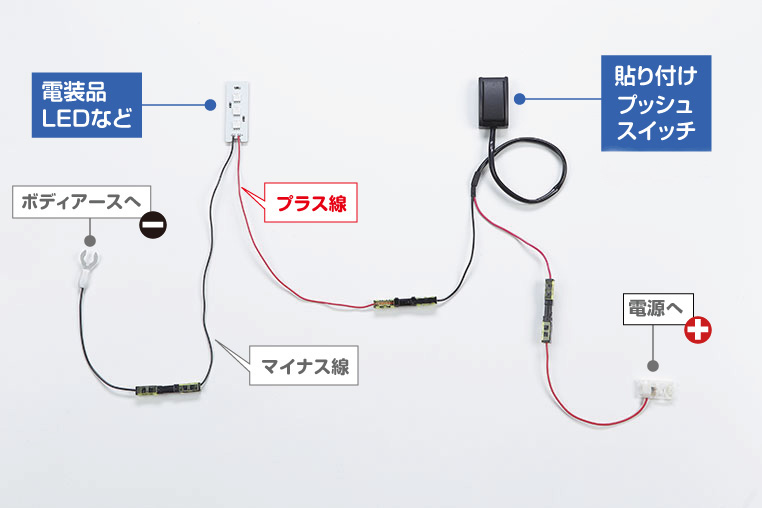 貼り付けプッシュスイッチ配線図