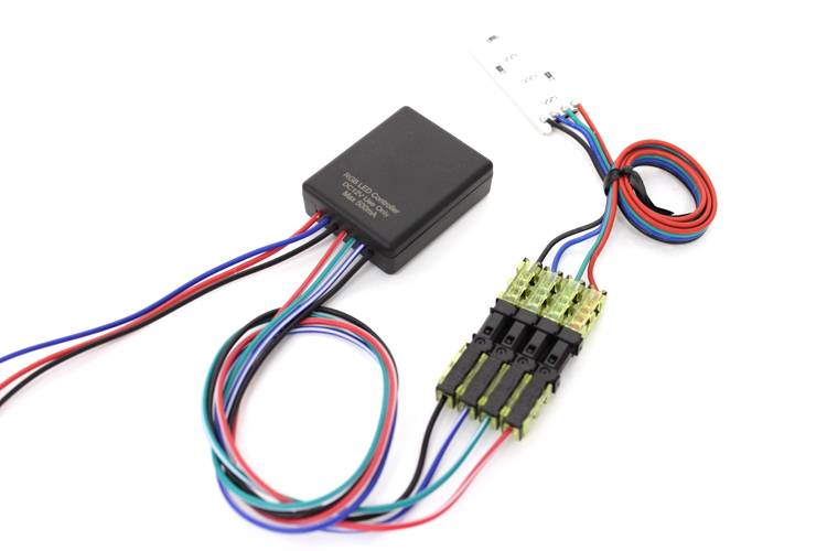 RGBカラーLEDコントローラーとRGB LEDの接続例