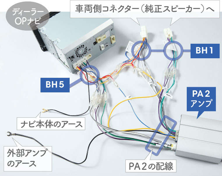 純正ナビに外部アンプを取り付け（接続）する方法