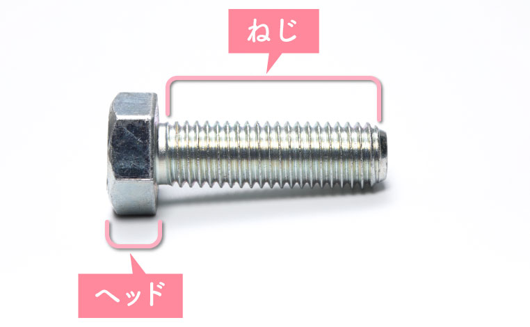 ボルトの構造＝ねじにヘッドを付けたもの