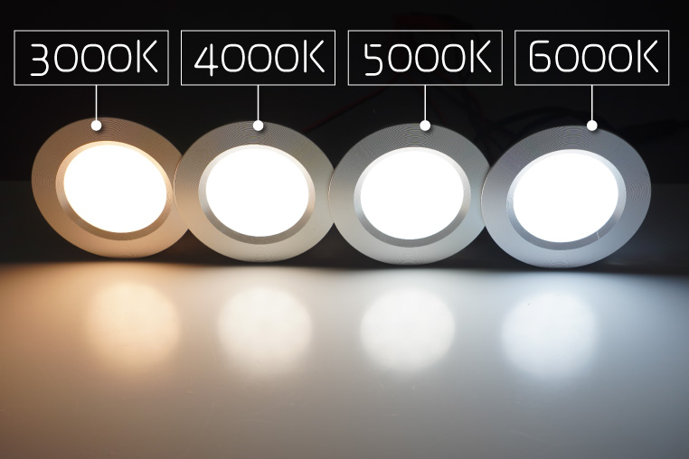 エルパラの車用LEDダウンライト 3000K・4000K・5000K・6000Kの明るさを比較