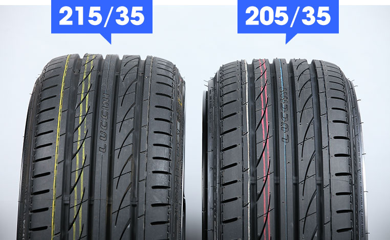 8.5Jのホイールに、205/35R19と215/35R19のタイヤを履かせたときの違い