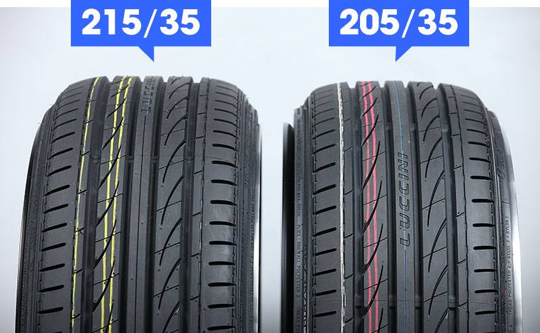 9Jのホイールに、205/35R19と215/35R19のタイヤを履かせたときの違い