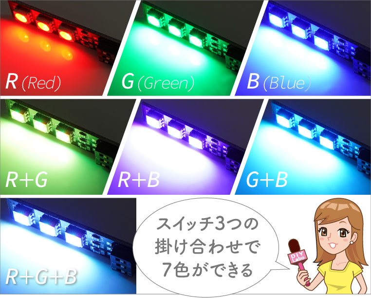 7色切替 5050 RGB 3LEDの点灯パターン
