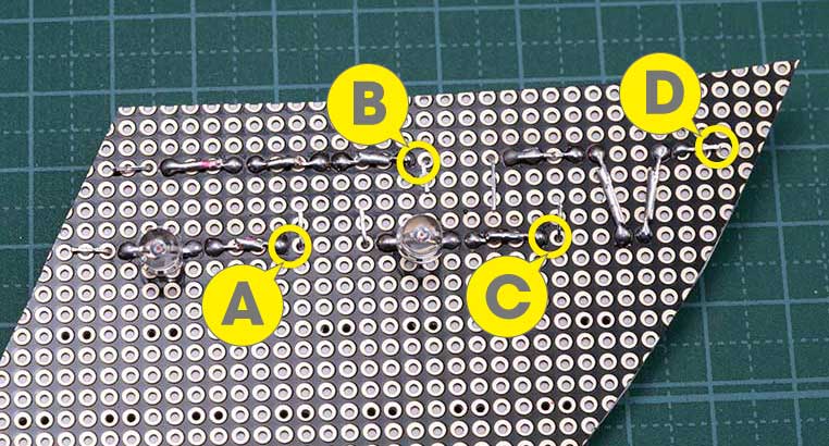 4個直列×4列のLED 合流前の状態