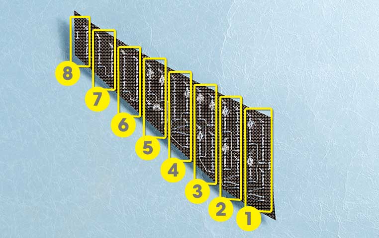 シーケンシャルウインカーのLED基板・裏側のブロック分けをマーキング