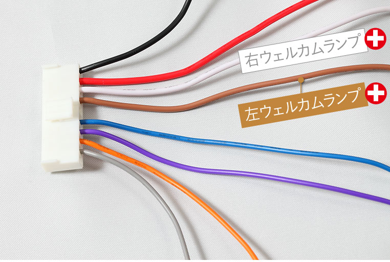 ウェルカムランプキット・ルミナスの配線の種類(後付けLEDと接続する線)